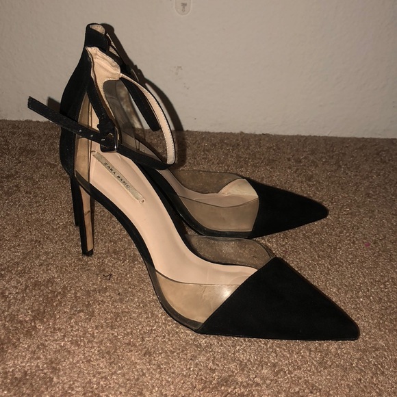 black and clear pumps